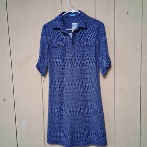 BNWT Chic Navy Patterned Button Down Dress